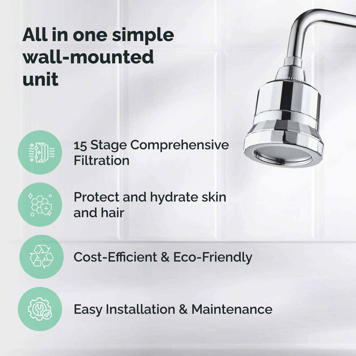 Filtración de 15 etapas Ecolux Wall Shower Head