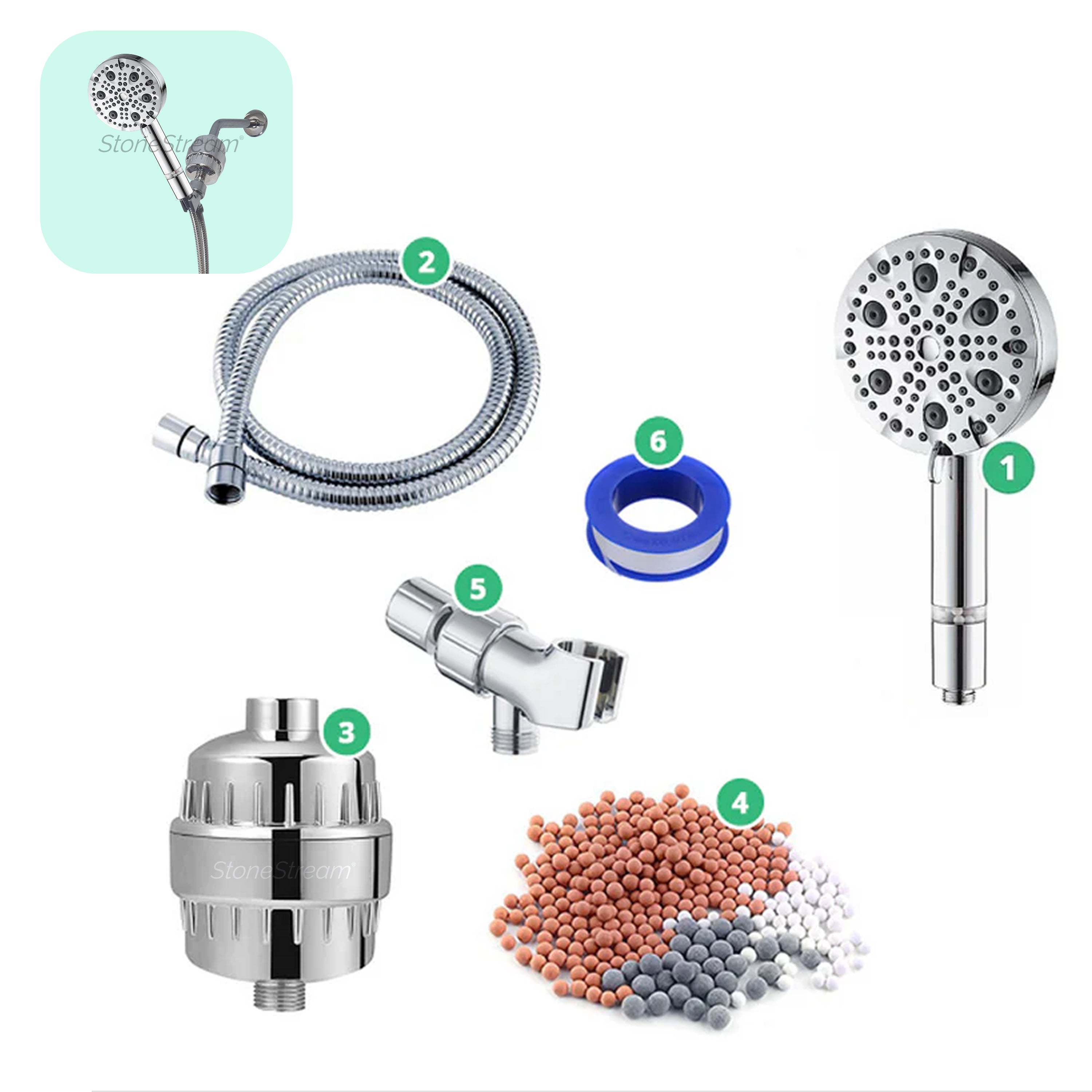 Kit de cabeza de ducha de filtración de agua dura de lujo de 9 modos