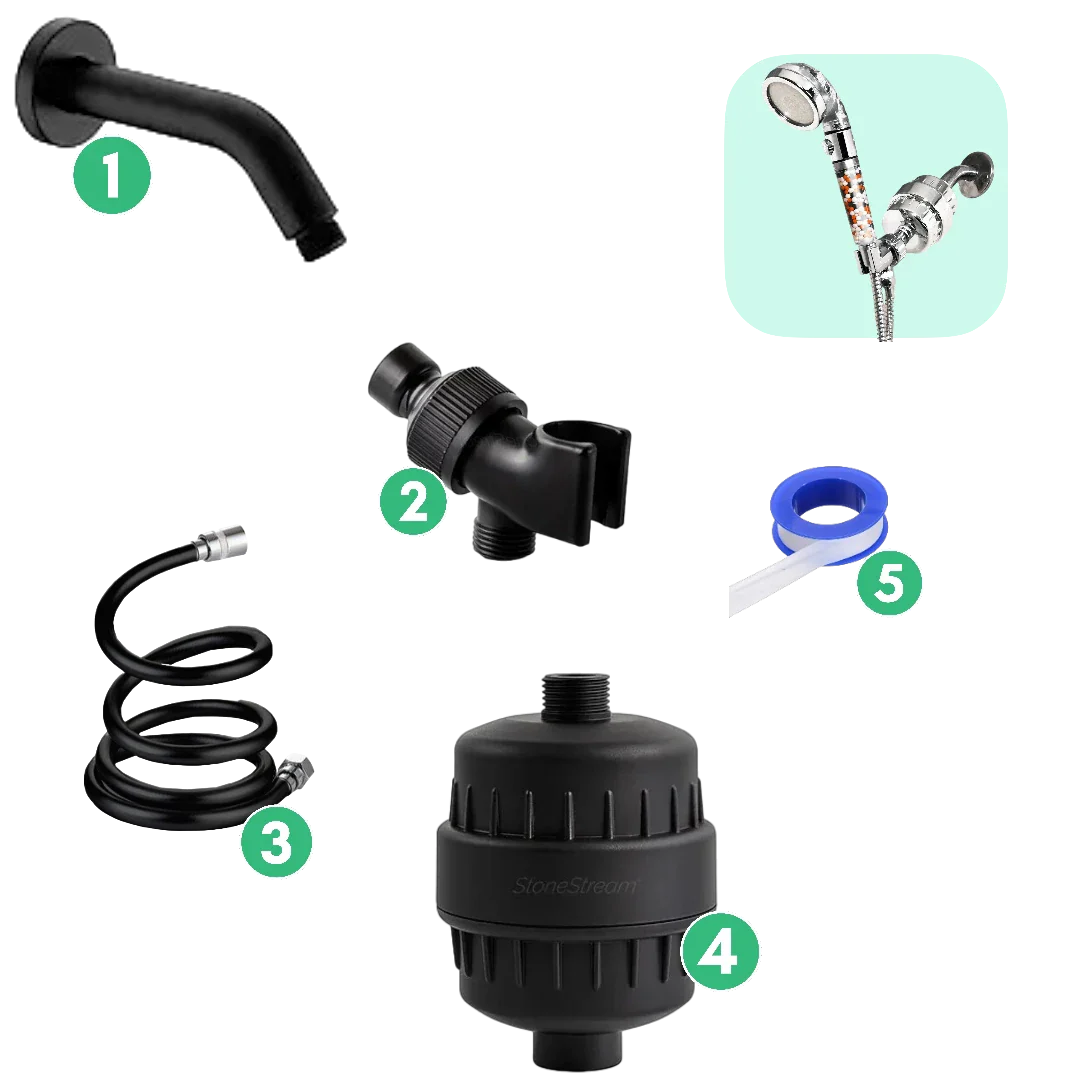 Kit de instalación de filtro de agua dura y pared - Negro