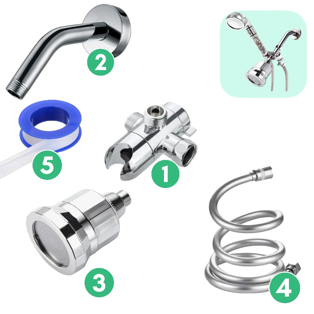 Kit combinado: kit de pared de filtración de agua dura - Cromo