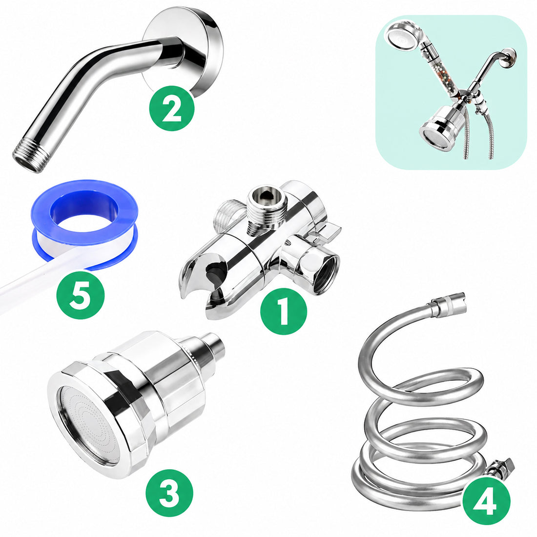 Kit de instalación de pared + filtro de agua dura - Cromo