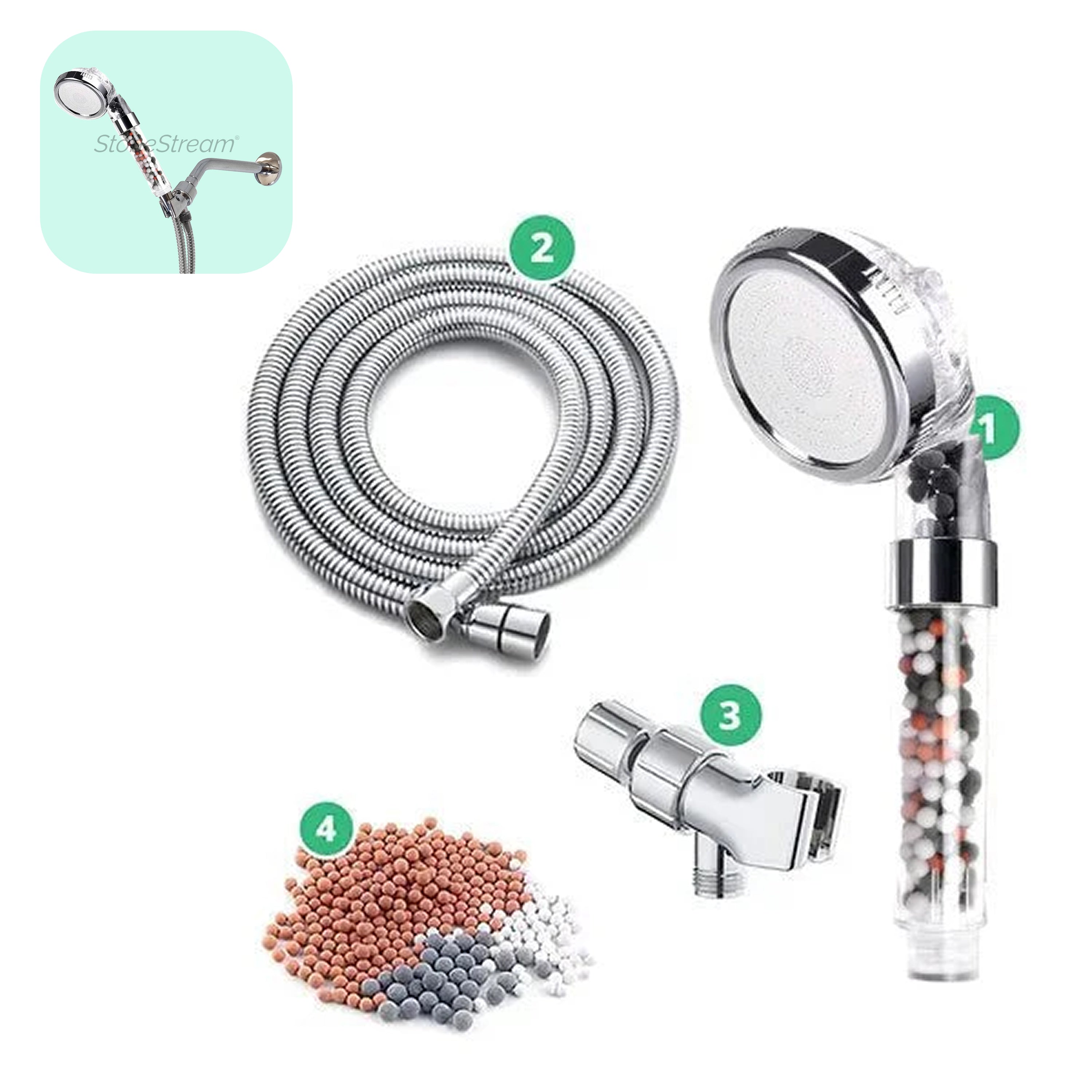 Cabezal de ducha de ecopower iónico filtrado compatible con ducha eléctrica