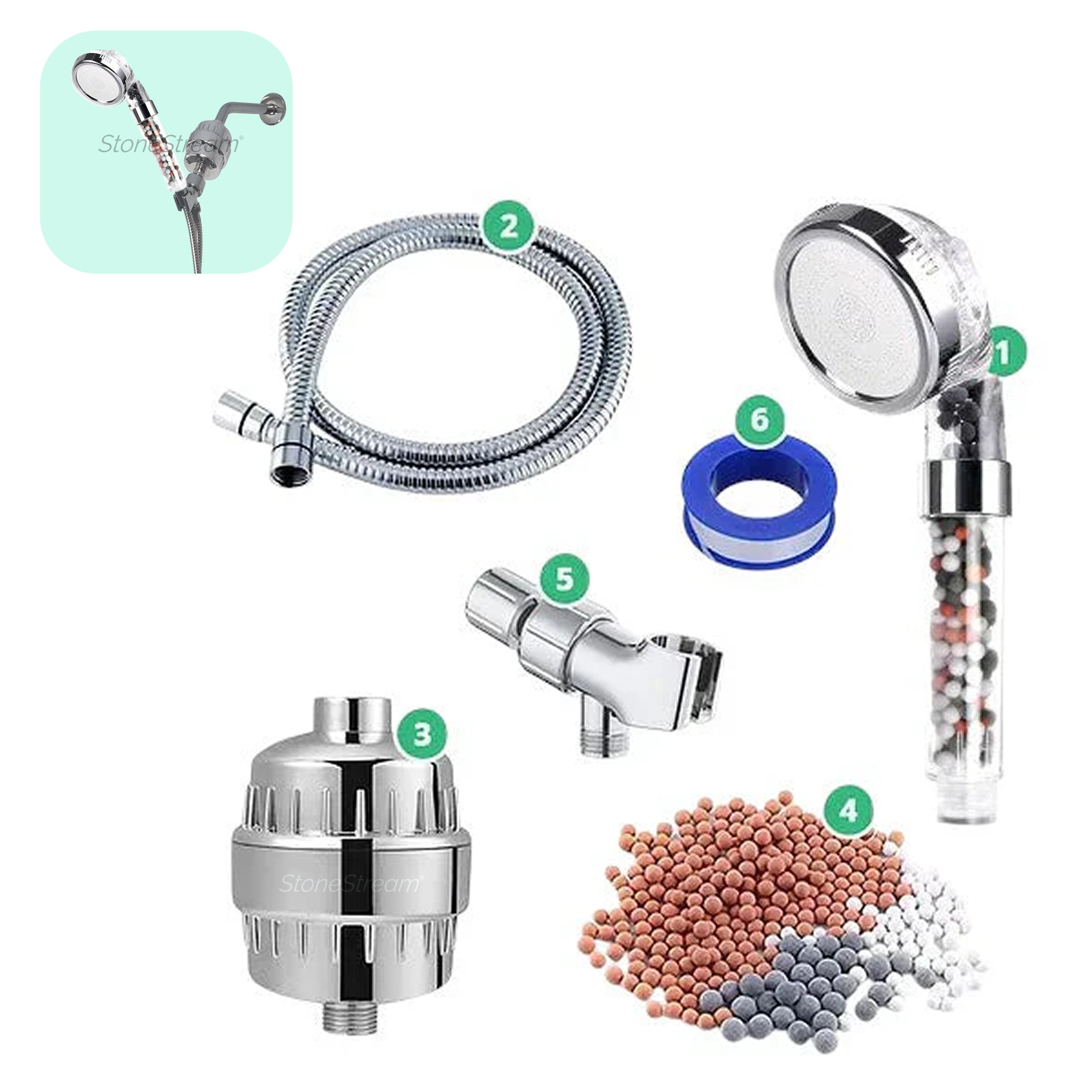 Cabezal de ducha de ecopower iónico filtrado compatible con ducha eléctrica