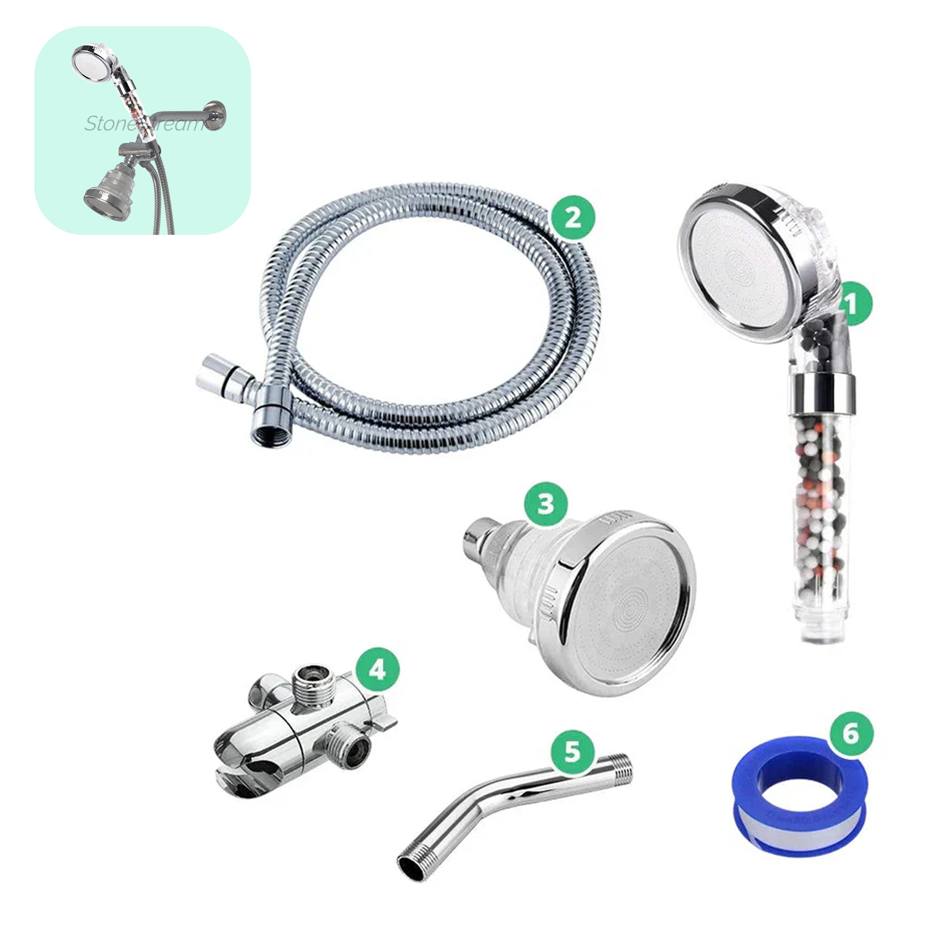 Cabezal de ducha iónico filtrado Compatible con ducha eléctrica Ecopower