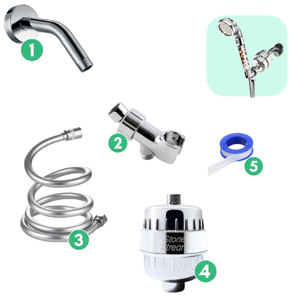 Kit de instalación de filtro de agua dura y pared - Cromado