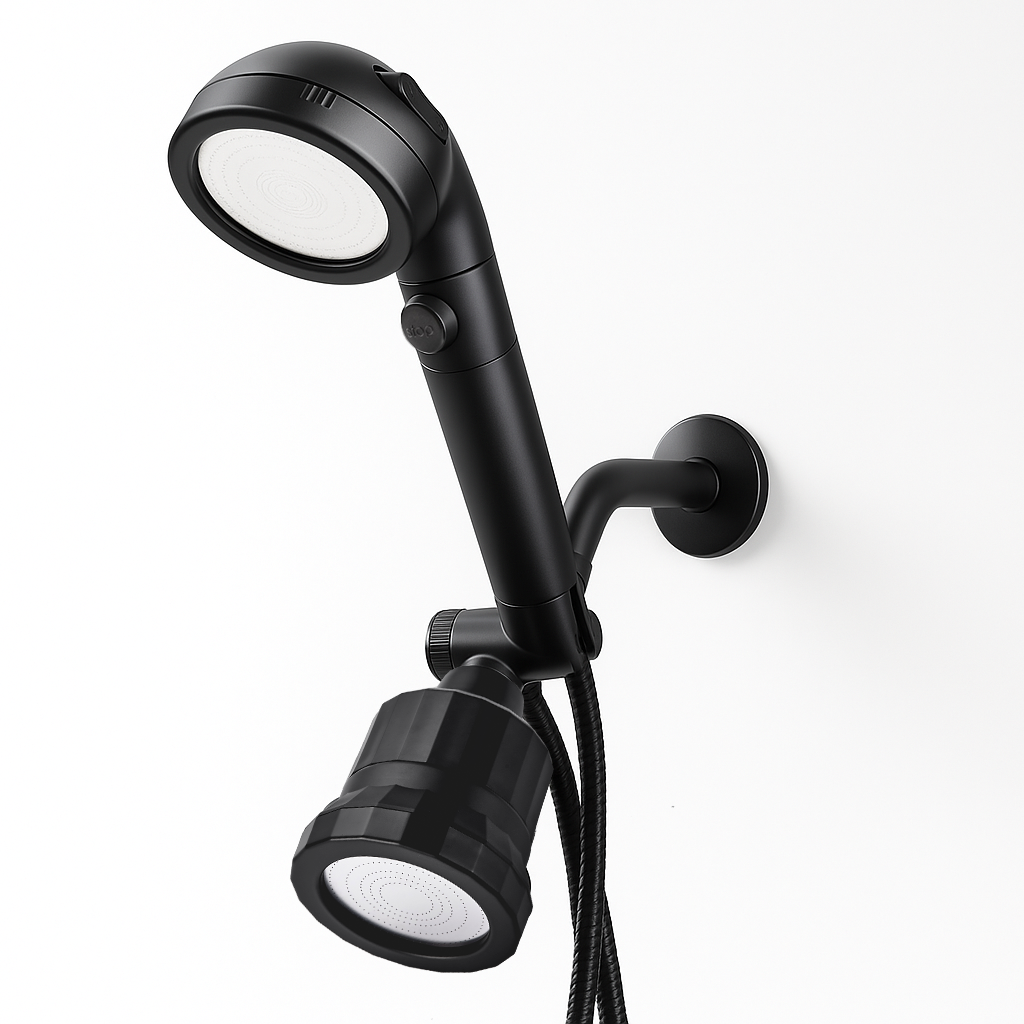 Cabezal de ducha Ecopower negro