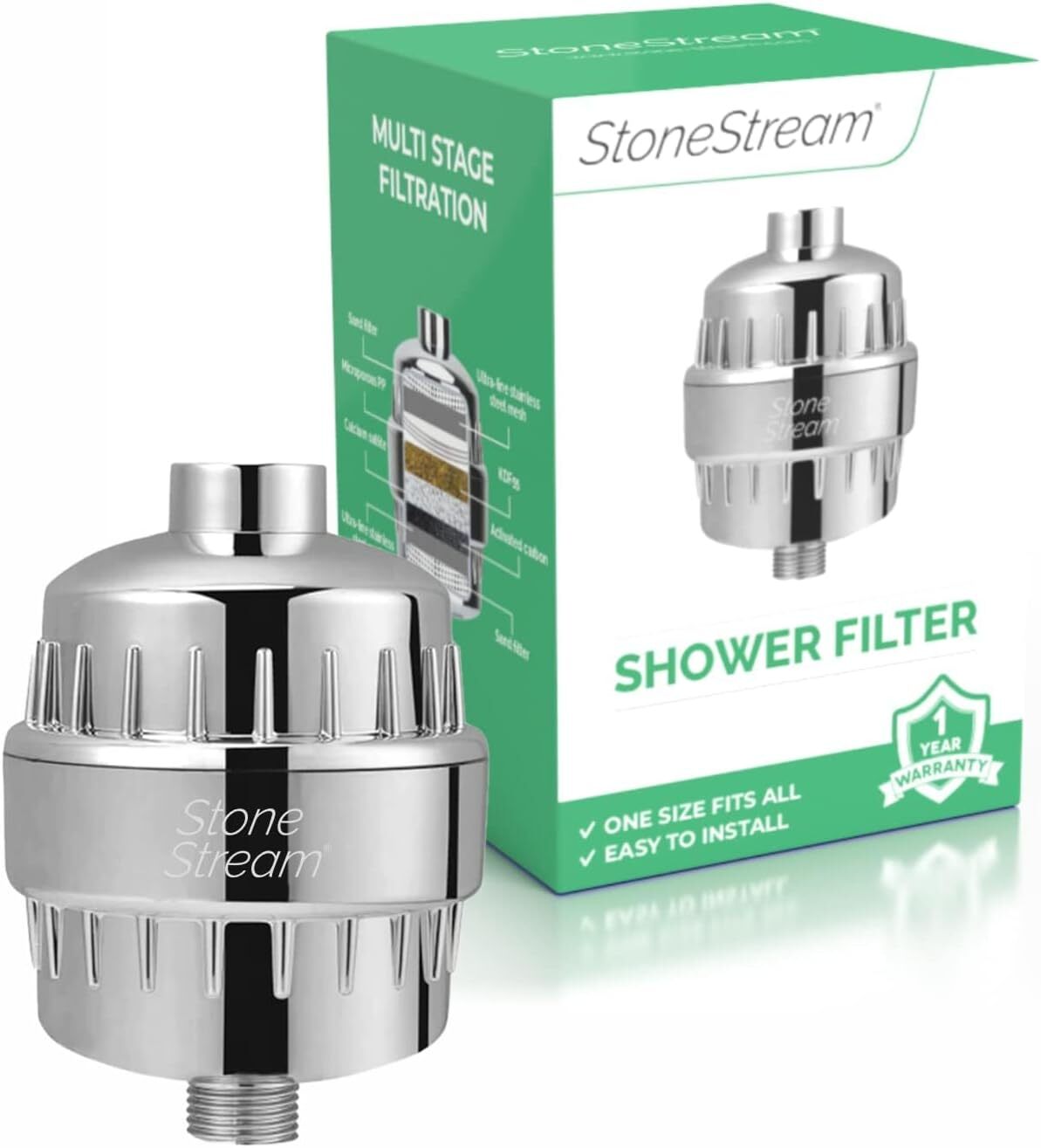 StoneStream shower head for hard water filtration