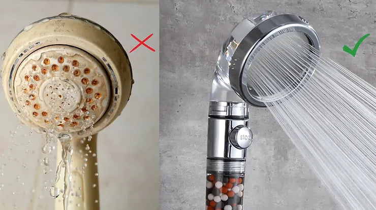 StoneStream shower head vs regular shower head filtration and pressure comparison