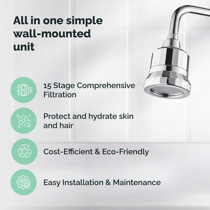 Filtración de 15 etapas Ecolux Wall Shower Head