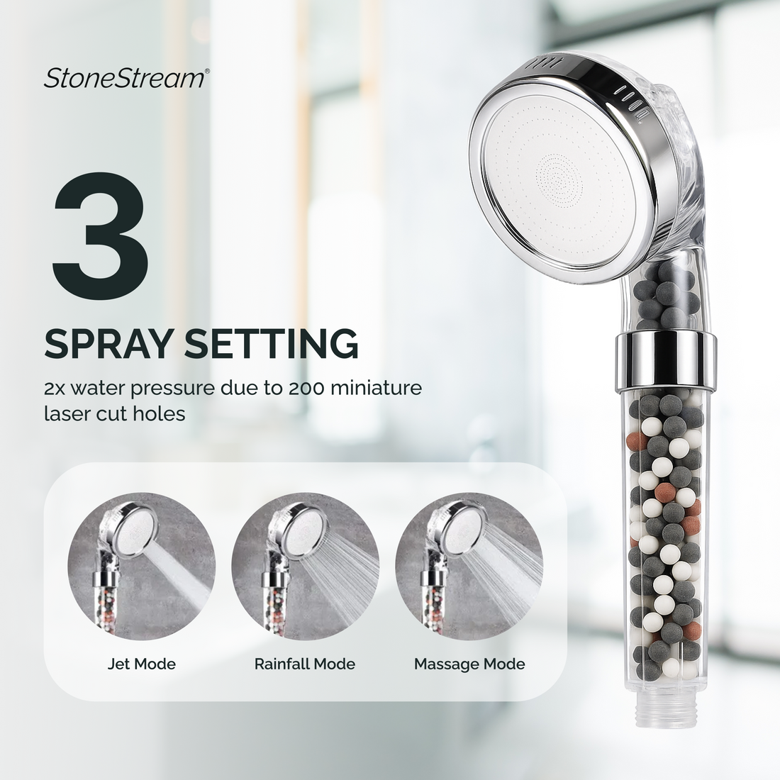 Cabezal de ducha iónico filtrado Compatible con ducha eléctrica Ecopower