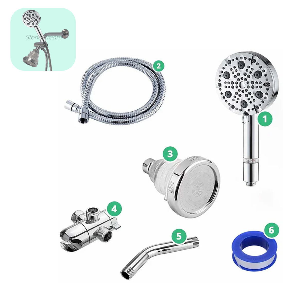 Cabeza de ducha combinada de mano de lujo de 9 modos con kit de filtración