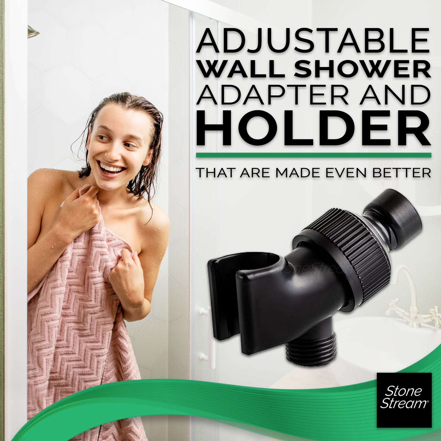 Adaptador de ducha para cabezas de ducha de mano - Negro