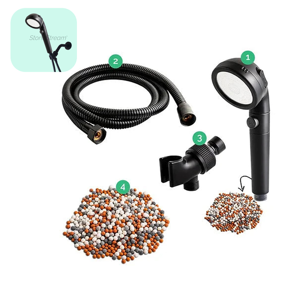 4 en 1 kit piedras iónicas negras