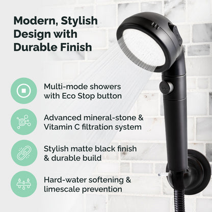 Cabezal de ducha de EcoPower negro