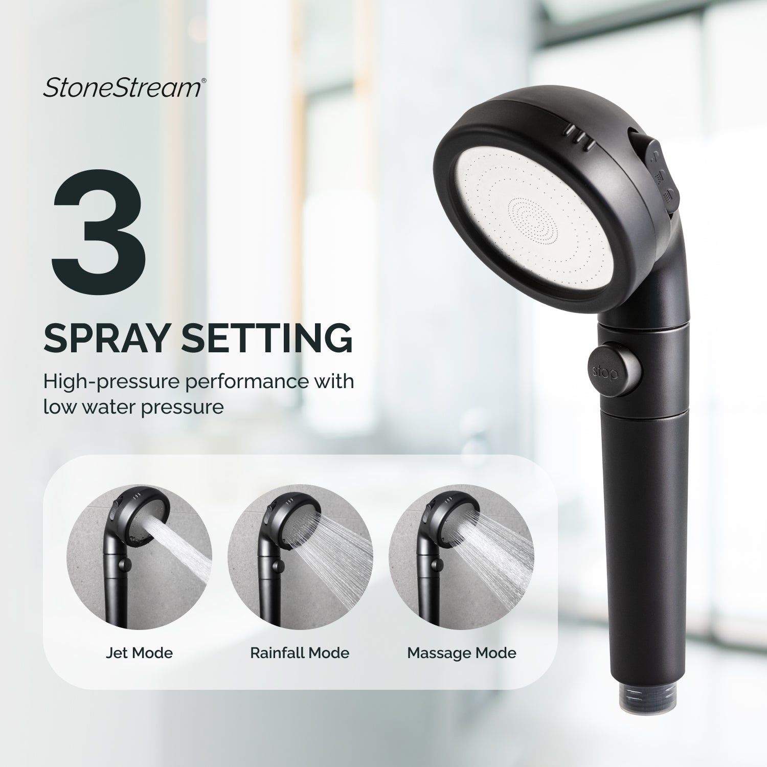 Cabezal de ducha de EcoPower negro