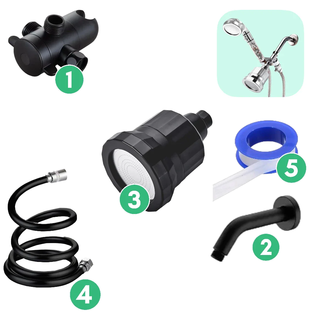 Combo Kit - Kit de pared de filtración de agua dura - Negro