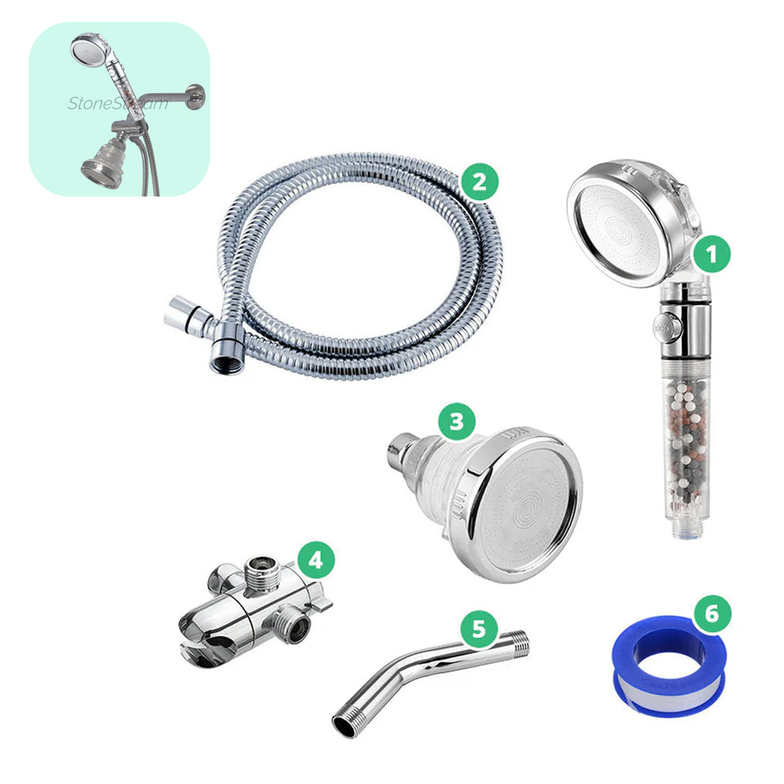 Cabezal de ducha de mano de alta presión + combo de cabezal de ducha de pared