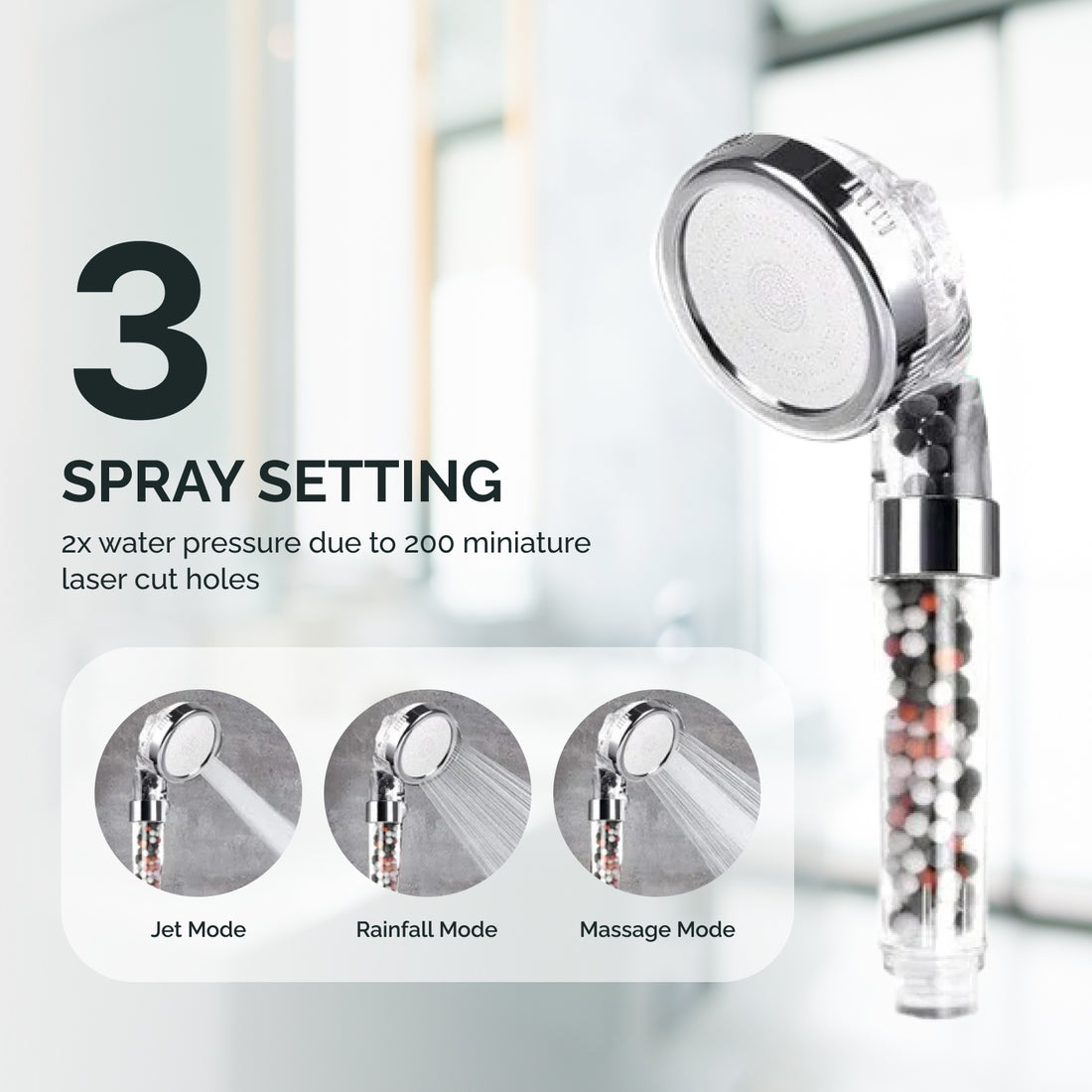 Cabezal de ducha de ecopower iónico filtrado compatible con ducha eléctrica