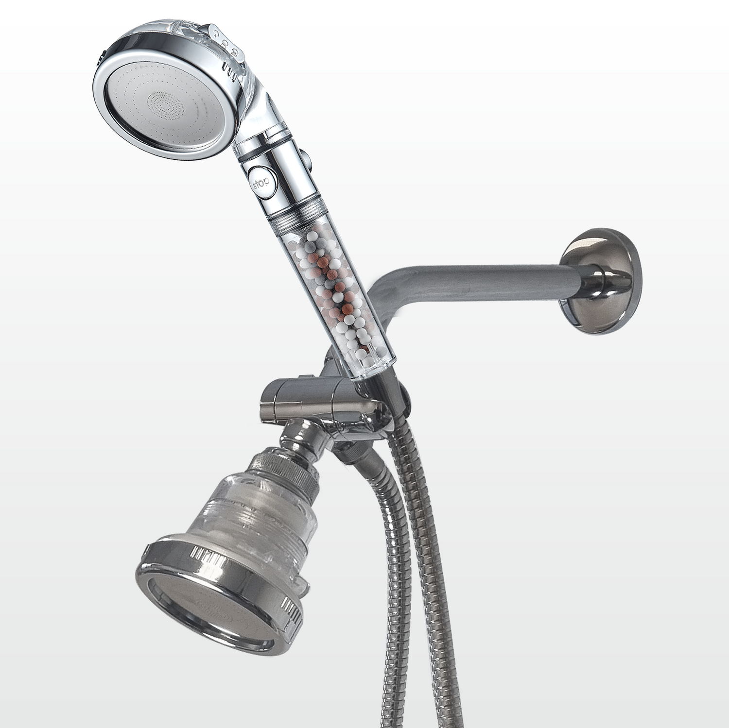 Combo de Ducha de Mano y Ducha Fija de Pared de Alta Presión