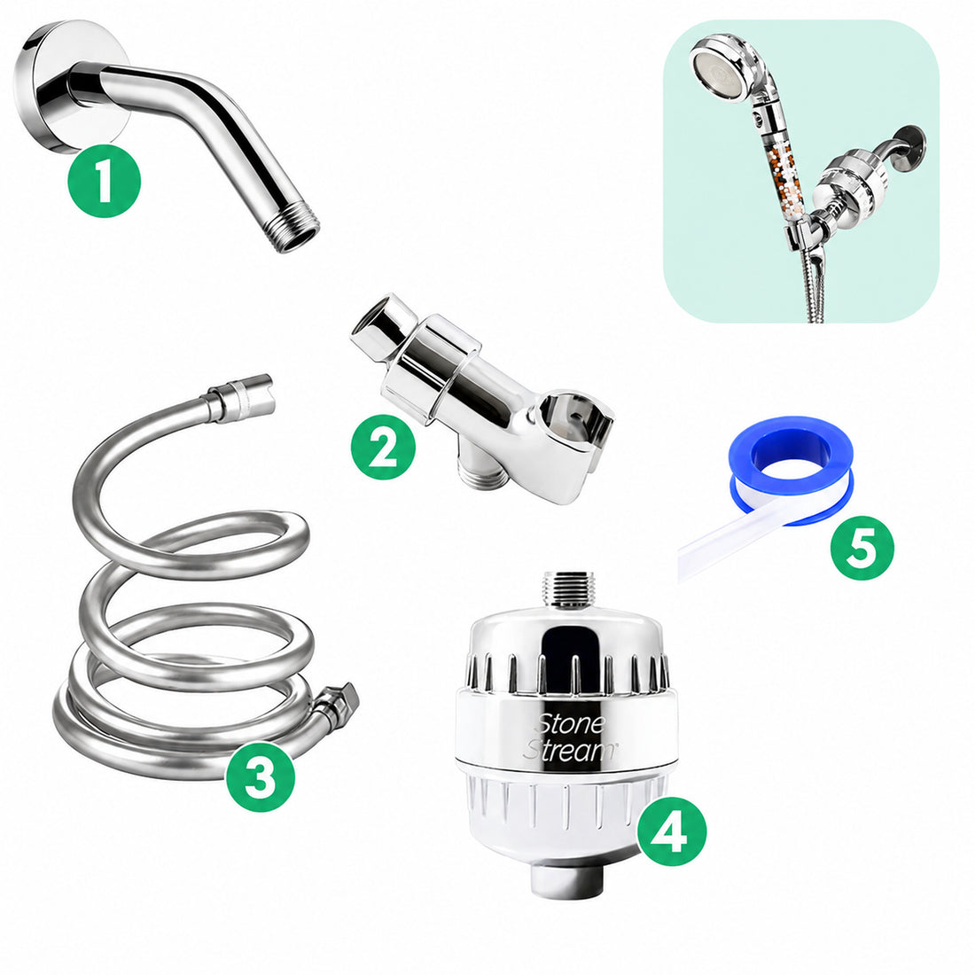 Combo Kit: Filtro de agua dura para ducha - Cromo