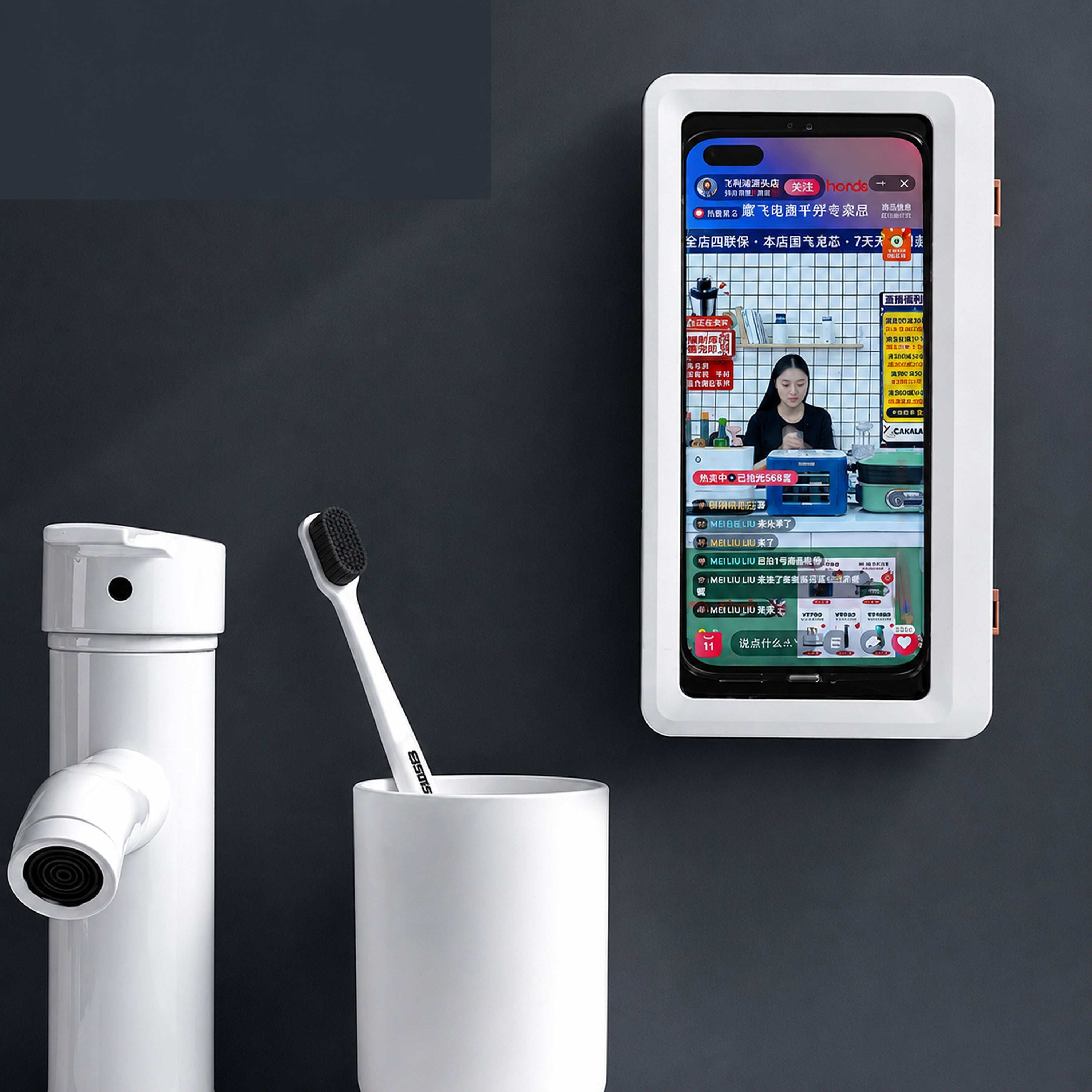 StoneStream - Soporte de móvil impermeable para pared